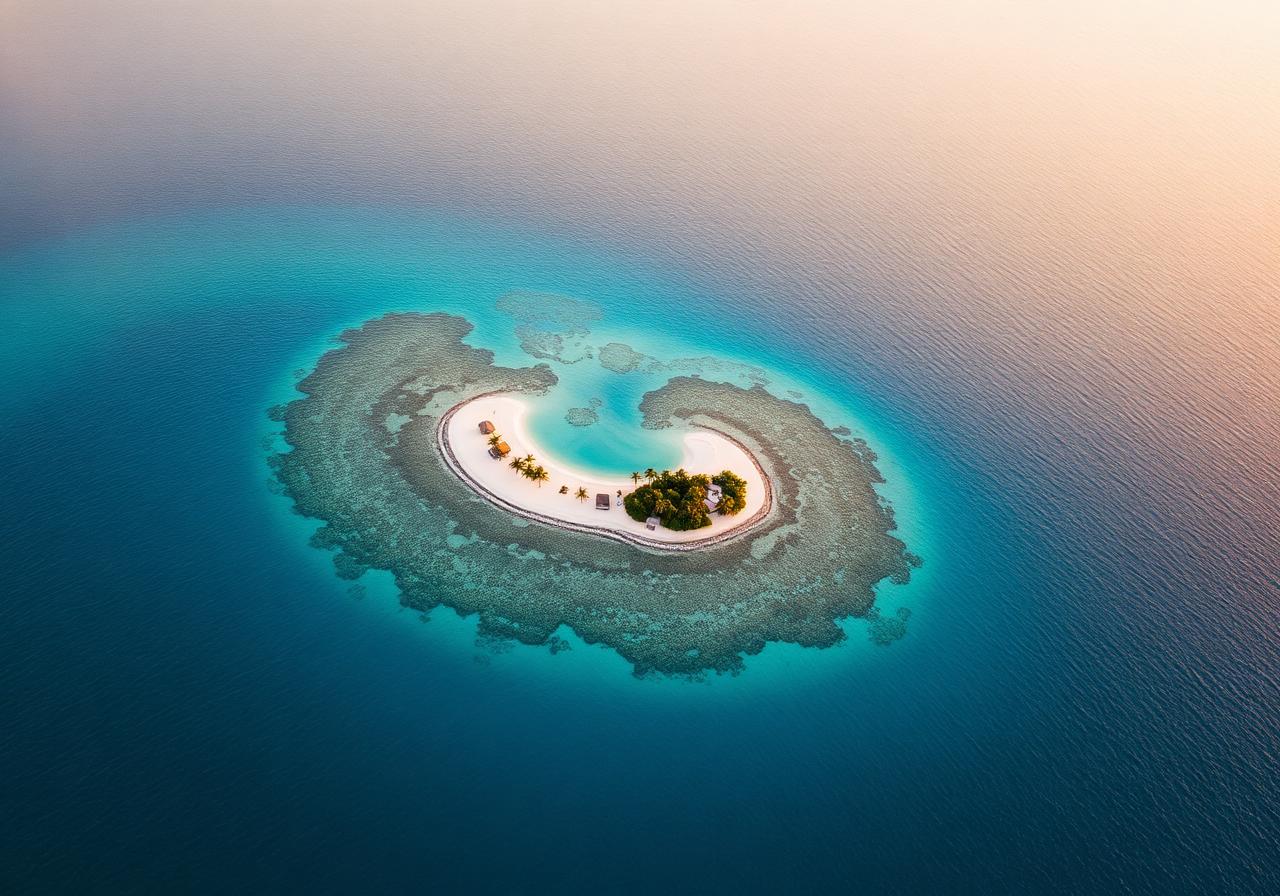 Kleine karibische Insel aus der Vogelperspektive