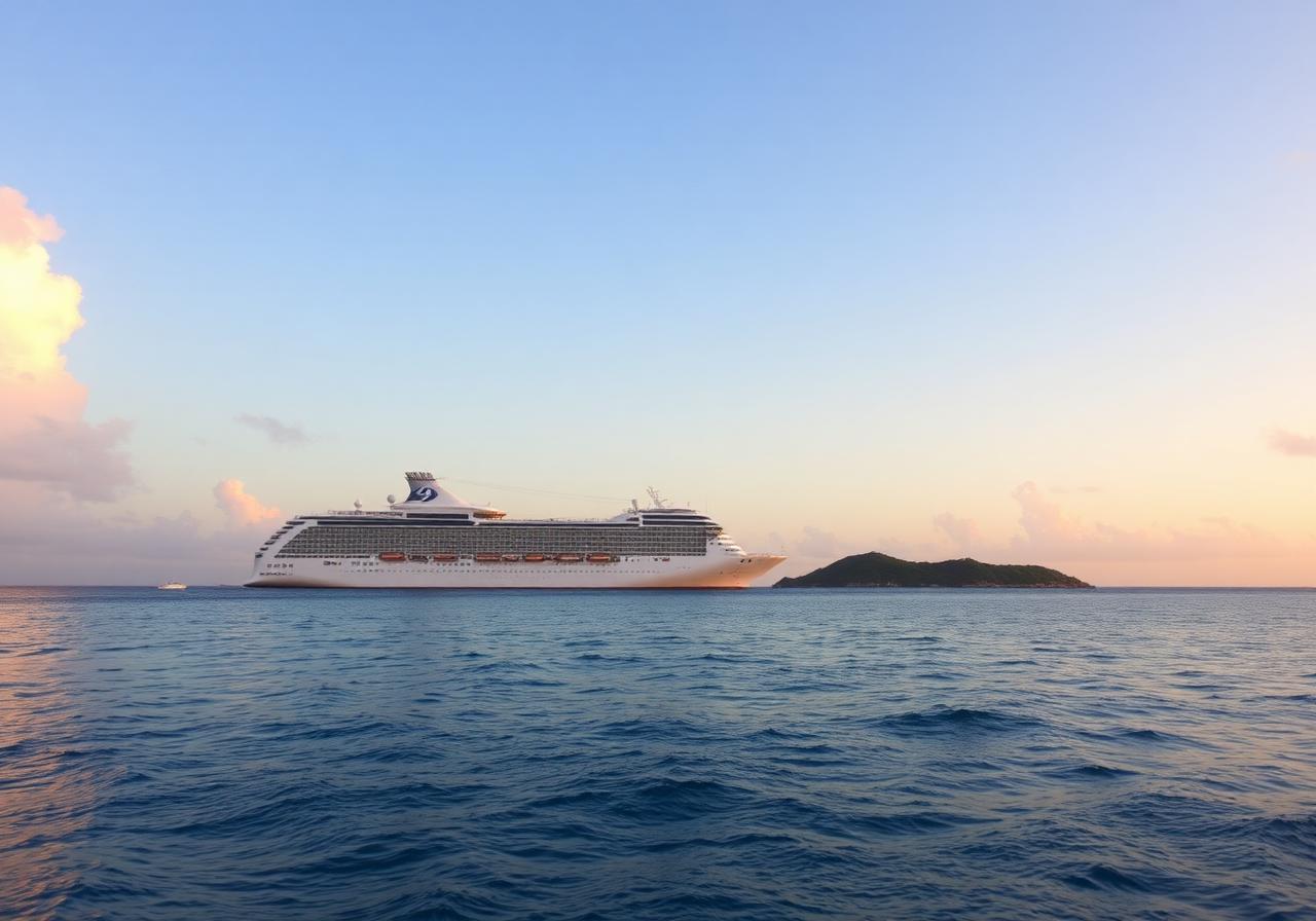 Kreuzfahrtschiff vor einer Karibikinsel